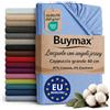 Buymax Lenzuolo con Angoli Stretch Matrimoniale King Size 180x200-200x220 cm per Letti ad Acqua e Boxspring in 98% Cotone Jersey - Colore Azzurro, per Materassi fino a 35 cm di Altezza