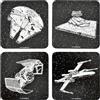Elbenwald Set di 4 sottobicchieri con diversi disegni e colori, idea regalo, sottobicchieri quadrati, per tutti i tipi di tazze, multicolore, sughero, plastica (Star Wars)