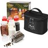 RoseFlower 6 pcs Portatile Bottiglia di Porta Condimento, Porta Sale Olio da Viaggioper Esterni Vaso di Spezie Condimento Trasparente e Bottiglia di aceto Contenitore per Picnic BBQ #Nero