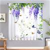 Odot Tende Semi Trasparenti con Tasca per Asta, Motivo Fiore di Glicine 3D Tenda Voile 1 Pezzo Filtranti Finestra Moderna per Interni Soggiorno Camera da Letto Cucina (Farfalla,132x241cm)