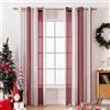 MIULEE Tende in voile a righe bianche e rosse scure, tende interne con occhielli, belle tende in voile per finestre, camera da letto, set di 2 tende trasparenti per soggiorno, altezza 215 cm