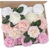 N&T Nieting, Rose artificiali, 25 pezzi, realistiche al tatto, con steli, per bouquet da sposa, festa della mamma, baby shower, decorazione per la casa, colori assortiti