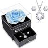 Sunia Festa della Mamma Idee Regalo, Vera Rosa Eterna con Collana Argento 925 Donna con e Orecchini, Rosa Stabilizzata Vera, Idee Regalo Donna, Regalo Mamma Compleanno, Regalo Festa della Mamma