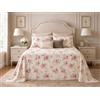 TexLom Copriletto Matrimoniale Laura Blasi Piquet di Cotone Stampa con Peonie e Fiori - Coperta Estiva Leggera e Traspirante - Made in Italy (Rosa)