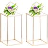 Nuptio Vasi D'oro per Centrotavola Matrimonio con Pannello Acrilico - 2 Pezzi Portafiori Alti 40cm Vasi Metallo Colonna Centrotavola Geometrico Rettangolare per Matrimoni Decorazioni Feste Compleanno