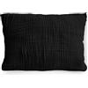 PinkZebra Federa per cuscino in mussola biologica, 30 x 45 cm, per bambini e adulti, certificata ÖkoTex, morbida federa certificata GOTS, realizzata in UE, colore: nero