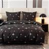 Cotton Market Biancheria da letto, set di biancheria da letto, 3 pezzi, copripiumino 155 x 200 cm e 2 federe 70 x 80 cm, stelle (nero)