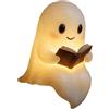 XUDUOO Lampada fantasma per Halloween, decorazione fantasma, lampada a LED con design a libro, funzionamento a batteria, decorazione per Halloween, per la casa, il camino, il soggiorno, la scrivania