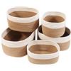 Lannvan Set di 5 Cestini Portaoggetti,Cestino Portaoggetti Intrecciato in Corda di Cotone per Bambini Bambina,Impilabile Organizer Fasciatoio,Cesto Portaoggetti Ceste Portaoggetti per Bagno