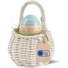 Creative Home Cestino Pasquale in Vimini con Manico | Piccolo 10 x 10 x 16 cm (+/- 2 cm) | Cestino Intrecciato a Mano, Cesto Regalo, Frutta, Decorativo | Colore Bianco | Cesto di Pasqua, Festa