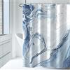 MIRRORANG Tenda della doccia di con 12 ganci, tenda della doccia del marmo blu chiaro del tessuto per il bagno, 100% poliestere, 183x214cm