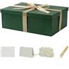 KdmNzoo Scatola regalo con coperchio 31 x 21 x 11 cm, scatola regalo con fiocchi, biglietti di auguri, Raffia Hamper Shreds per Verde