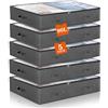 Withosent 5 Cassettiera Sotto Il Letto, 90 L, In Tessuto Non Tessuto, Pieghevole, Con Finestra Trasparente Per Copriletti, Vestiti, Coperte, Cuscini