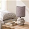 Aigostar Lampada da Comodino, Moderna Lampada da Tavolo Base in Ceramica Paralume in Stoffa, Attacco E14, 14 * 14 * 26cm Cavo 1.3 Metri, Design Vintage