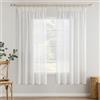 MIULEE Tende Trasparenti Tende per Interni con Nastro Arricciato 2 Pannelli per Finestre Camera da letto Soggiorno Casa Moderna 140X160 CM Bianco