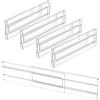 QINERSAW 4 Pezzi Divisori Cassetti Regolabili Separatori per Cassetti in Plastica Trasparente 27,5-52 cm Organizzatore per Cassetti Regolabile per Bagno, Ufficio, Comò, Trucco Conservazione