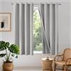 Joydeco 100% Tende Oscuranti per Interni 2 Pezzi L 106 x A 158, Lino Tende Termiche con Occhielli per Camera da Letto e Soggiorno Moderne Blackout Curtains, Bianco