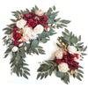 AQCQDQ Set di 2 fogli di fiori artificiali per matrimonio, ghirlanda di fiori, fiori di nozze, ghirlanda, seta, peonia, matrimonio, cartello di benvenuto (rosso, 2 pezzi)