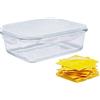 ZoeQide Scatola per formaggi, frigorifero in vetro borosilicato, trasparente, ermetico e lavabile in lavastoviglie, contenitore per formaggi e alimenti, 22,1 x 16,5 x 6,8 cm
