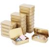 LJY 20 Pezzi Scatole di Latta Rettangolari Dorate con Coperchio a Cerniera (9,5x 6x 2,2 cm) - Mini Tin Box in Metallo per Organizzazione Minuteria, Contenitori Piccoli per Fai-da-Te e Stash Box Vuote