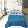 IlGruppone Completo letto lenzuola, stampa digitale calcio 100% cotone, made in italy - Azzurro - Piazza e mezza