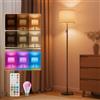 VARICART Lampada da Terra Salotto, LED Regolabile Piantana Lampada da Terra per Dimmerabile con Bulbo 1200lm 10W RGBCW, Lampade da Terra Paralume Moderna Nera per Camera, Ufficio, Bambini Stehleuchte
