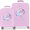 MOVOM Best Wishes Lilla Set di Bagagli 46x65x23 cm Rigido ABS Lucchetto a Combinazione Laterale 91L 5.6kg 4 Doppie Ruote Bagaglio a Mano