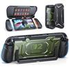 FASTSNAIL Custodia protettiva Switch 2, cover Switch 2 con telaio centrale in TPU agganciabile, impugnatura ergonomica antiscivolo per Joycon 2, cover anteriore in PC antigraffio con 12 slot per
