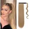 Gairyan 55cm Coda Capelli Extension Coda di Cavallo Lisci Posticci per Capelli Wrap Around Ponytail Extension Finta Estensione Sintetici Lungo per Donna, Biondo naturale
