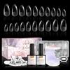 Kredioo 500 Tip Unghie Finte con Colla Mandorla, Kit per Ricostruzione Unghie, Dual Form Acrigel, Tips Corte Trasparenti, Gel Unghie, Acrygel, Unghie Artificiale Eleganti, Set Manicure Completo con Lampada UV