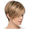 Syglawnd Parrucche corte da donna, parrucca sintetica per capelli corti con ombre bionde con frangia laterale, fibra resistente al calore per un aspetto naturale per l'uso quotidiano