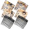 SHOFUL Pettine laterale francese, 6 pettini laterali per capelli da donna, decorativi, da donna, con presa forte, clip a torsione francese (nero, tartaruga, acetato)