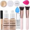 Hilareco PHOERA Fondotinta coprente completo, set trucco PHOERA,correttore,con cipria, primer, pennelli trucco Kabuki, pennello per cipria (101+102/Porcelain+ Nude, 340 g (confezione da 1))