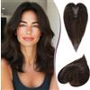 RUWISS Topper Capelli veri Donna Capelli Umani veri e Leggeri Castano Scuro con 15% di Biondo Cacao Scuro Clip in Posticci per Capelli per Capelli Diradati Fluffy Straight Hair Topper Senza Frangia