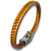 LuZ ITALY Bracciale uomo in pelle intrecciata - Giallo Zafferano - Chiusura in acciaio inox - 6 Misure a scelta