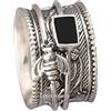 CELCIA JEWELRY Solid 925 Sterling Silver Honey Bee Spinner Meditation Ring, Natural Black Onyx Gemstone Ring, Unique Handcrafted Jewelry For Women/Uomini