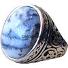 CELCIA JEWELRY Anello ovale cabochon pietra preziosa viola agata ametista, anello di dichiarazione, anello sigillo, regali per la festa del papà, anello d'argento ossidato, regali di pietra di nascita di febbraio