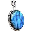 CELCIA JEWELRY Ciondolo in argento sterling massiccio 925 per uomo donna, cabochon ovale in labradorite naturale pietra preziosa blu fuoco gioielli artigianali unici per lei lui