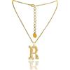 CELCIA JEWELRY Placcato in oro 18 carati su argento sterling 925 massiccio Collana con ciondolo a trama graffiata iniziale per uomo donna, ciondolo artigianale unico, collana a catena personalizzata (Lettera R)