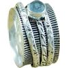 CELCIA JEWELRY Anello in argento ossidato con pietra preziosa acquamarina, fatto a mano, regalo per meditazione (misura USA 4)
