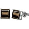 CELCIA JEWELRY Solid 925 Sterling Silver Stud Earrings for Women, Square Gemstone Unique Handcrafted Prong Setting Designer Earrings ('Smoky Topaz)