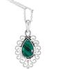 CELCIA JEWELRY Collana in argento sterling 925 massiccio per donna, vera collana realizzata a mano con pietra preziosa pera verde cabochon in malachite unica per lei