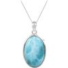 CELCIA JEWELRY Collana in vero argento sterling 925 per donna, vera pietra preziosa ovale cabochon blu Larimar Incredibile collana artigianale regalo per lei