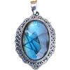 CELCIA JEWELRY Ciondolo in argento sterling massiccio 925 per donna uomo, pietra preziosa ovale labradorite blu fuoco genuino gioielli artigianali incredibili per lei lui
