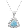 CELCIA JEWELRY Collana in argento sterling massiccio 925 per donna, vera pietra preziosa blu Larimar cabochon ovale trilioni collana artigianale unica regalo per lei