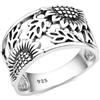 CELCIA JEWELRY Pure 925 Sterling Silver Sunflower Leaves Ring, Flower Ring, Leaf Ring, Statement Ring, Tree Floral Ring, Boho Bohemian Ring, Minimalist Ring, Mothers Day Ring (US Ring size 10.5)