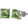 CELCIA JEWELRY Solid 925 Sterling Silver Stud Earrings for Women, Square Gemstone Unique Handcrafted Prong Setting Designer Earrings ('Prehnite)