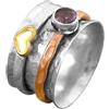 CELCIA JEWELRY Anello da meditazione con ametista a forma di cuore, a tre toni, delicato, martellato, regalo d'amore per donne e uomini (misura USA 11)