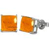 CELCIA JEWELRY Solid 925 Sterling Silver Stud Earrings for Women, Square Gemstone Unique Handcrafted Prong Setting Designer Earrings ('Amber)