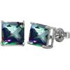 CELCIA JEWELRY Solid 925 Sterling Silver Stud Earrings for Women, Square Gemstone Unique Handcrafted Prong Setting Designer Earrings ('Mystic Topaz)